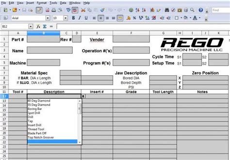 cnc machining setup template